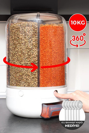 Alitech 10 kg Kapasiteli 360 derece dönebilen 6 gözlü saklama kabı organizer Image 0