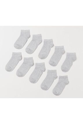 10 Çift Ekonomik Paket Gri Patik Çorap Image 0