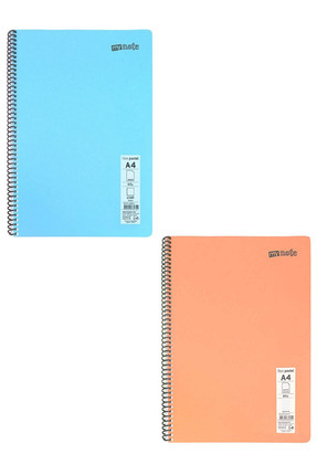 Defter Okul Defteri Spiralli Telli Pp Kapak A4 - 2 Adet Farklı Renklerde - 60 Sayfa Çizgili (2 ADET) Image 0