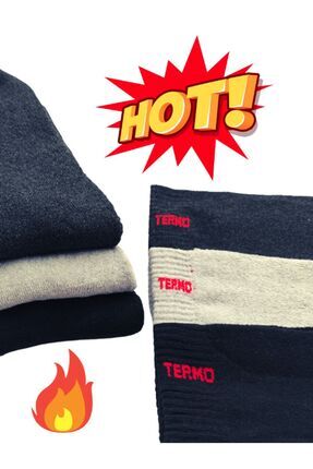 3'lü Gri Siyah Füme Termal Kışlık Kalın Havlu Çorap Kutusu / Kadın-erkek-unisex Image 0