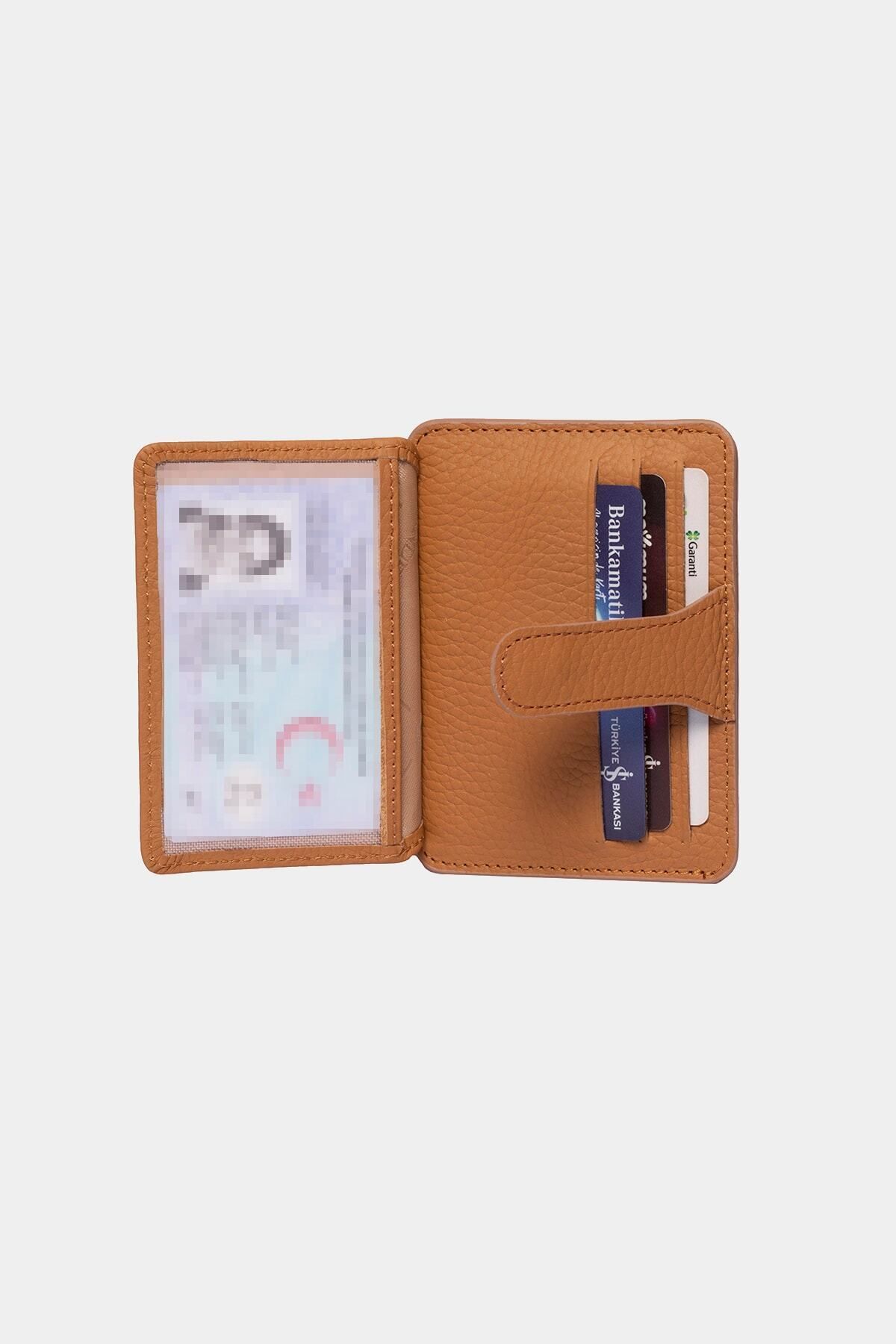 3607 چرم اصل زنانه جای کارت مردانه کیف پول قهوهای مایل به زرد