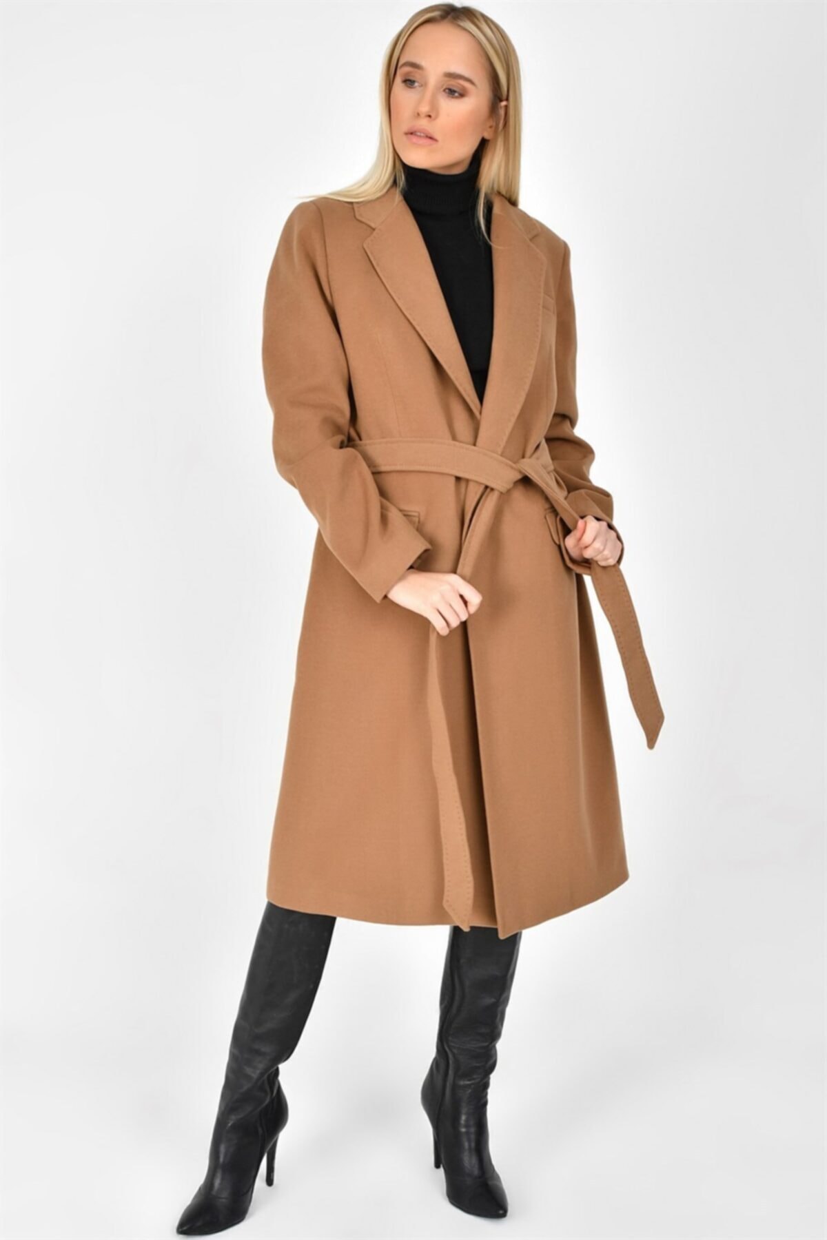 Dewberry Z6628 Kadın Palto-camel