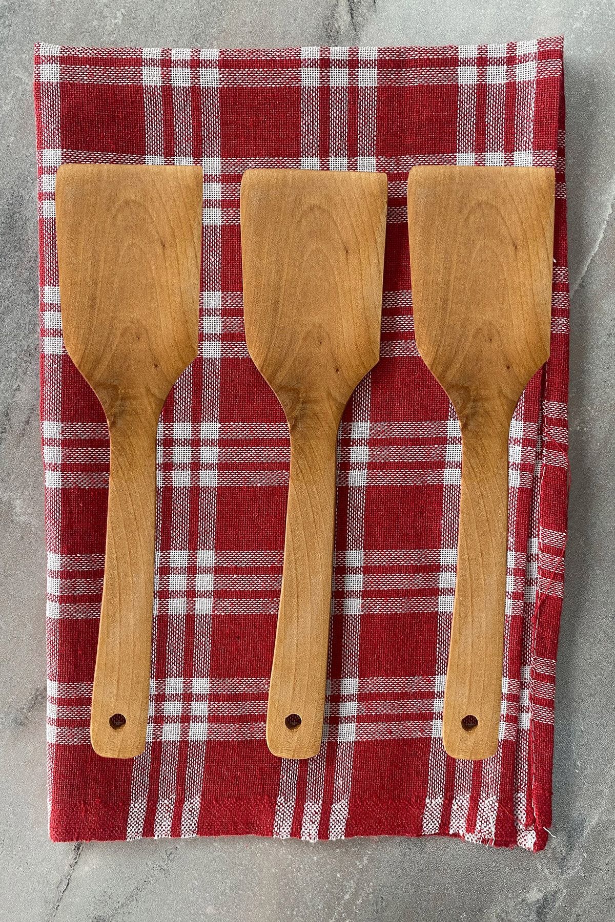 aktarix 3 Adet Bambu Ahşap Çevirgeç 30 Cm Spatula Bazlama, Pizza, Yufka Çevirici