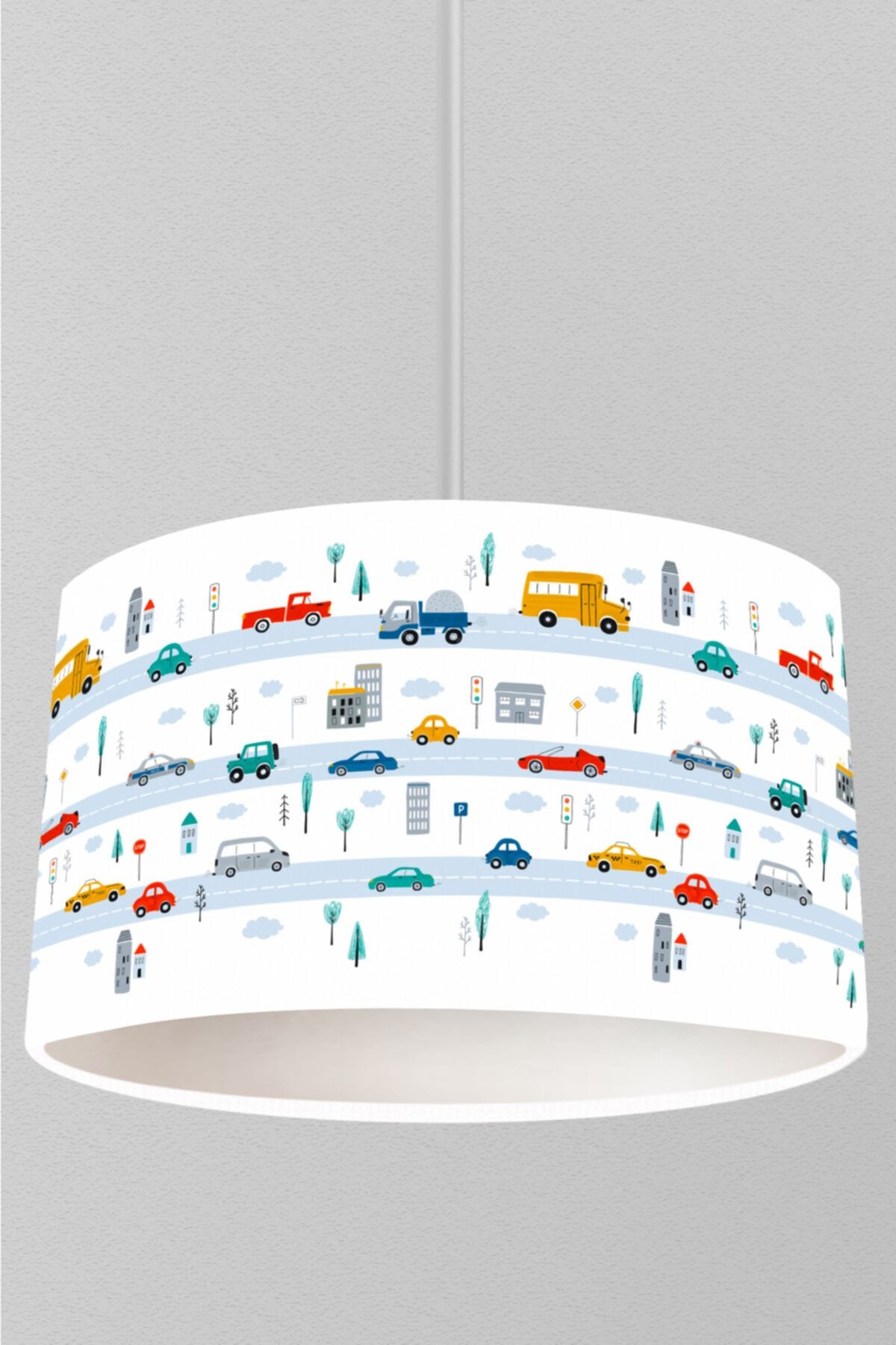 JUNİOR HOME CONCEPT Pastel Renkli Arabalar Ve Trafik Temalı Cocuk Odası Sarkıt Avize