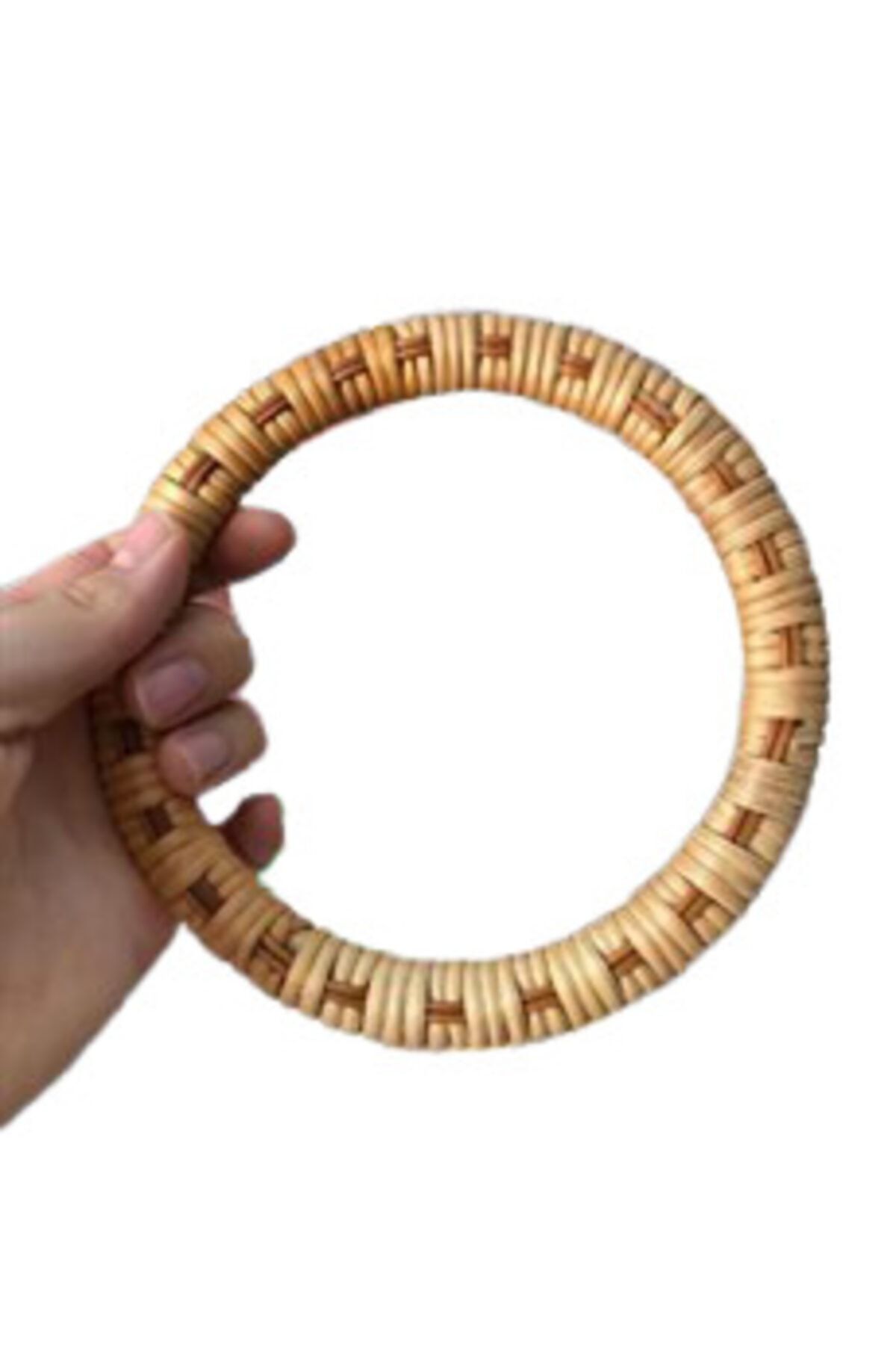 MİYA Bambu Yuvarlak Sargılı Çanta Sapı Kahve 15 cm