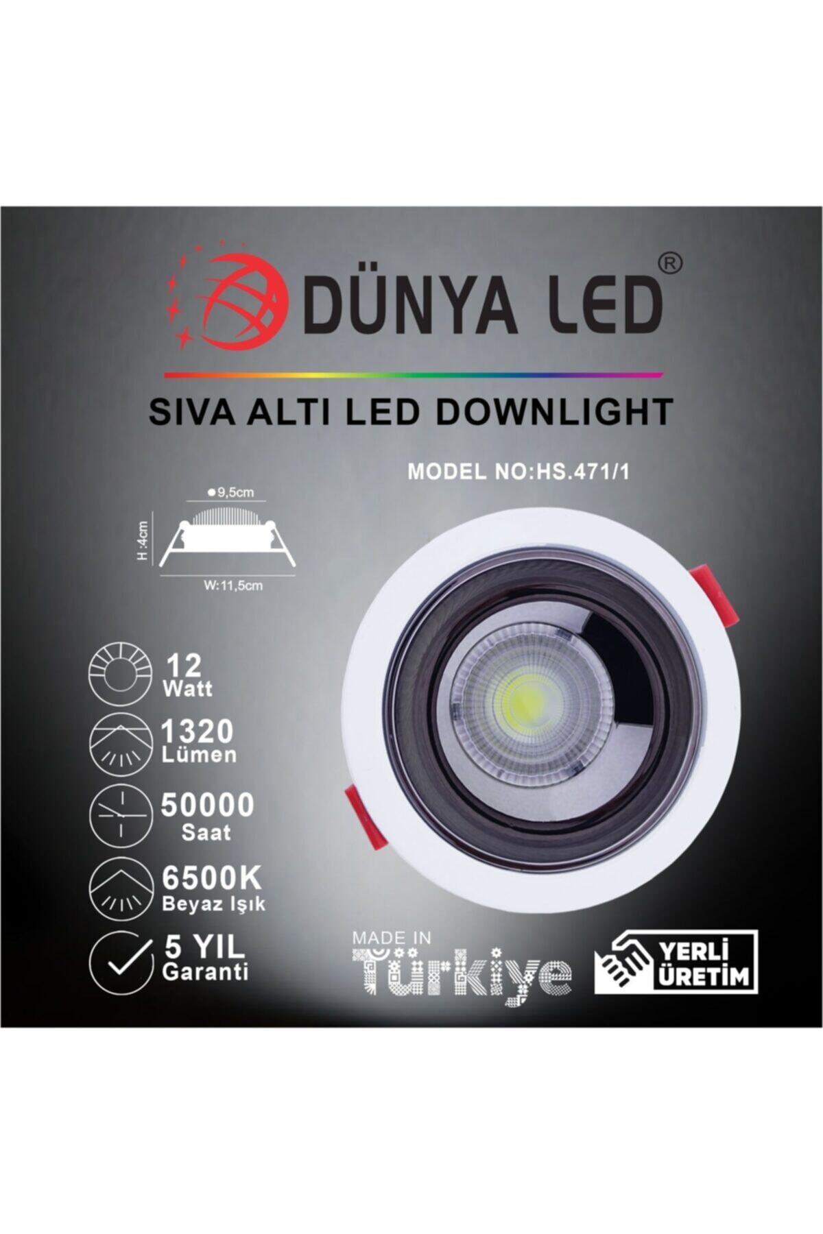 DÜNYA LED Hs.471/1 12w Led Downlıght Siyah Iç 6500k Beyaz Işık