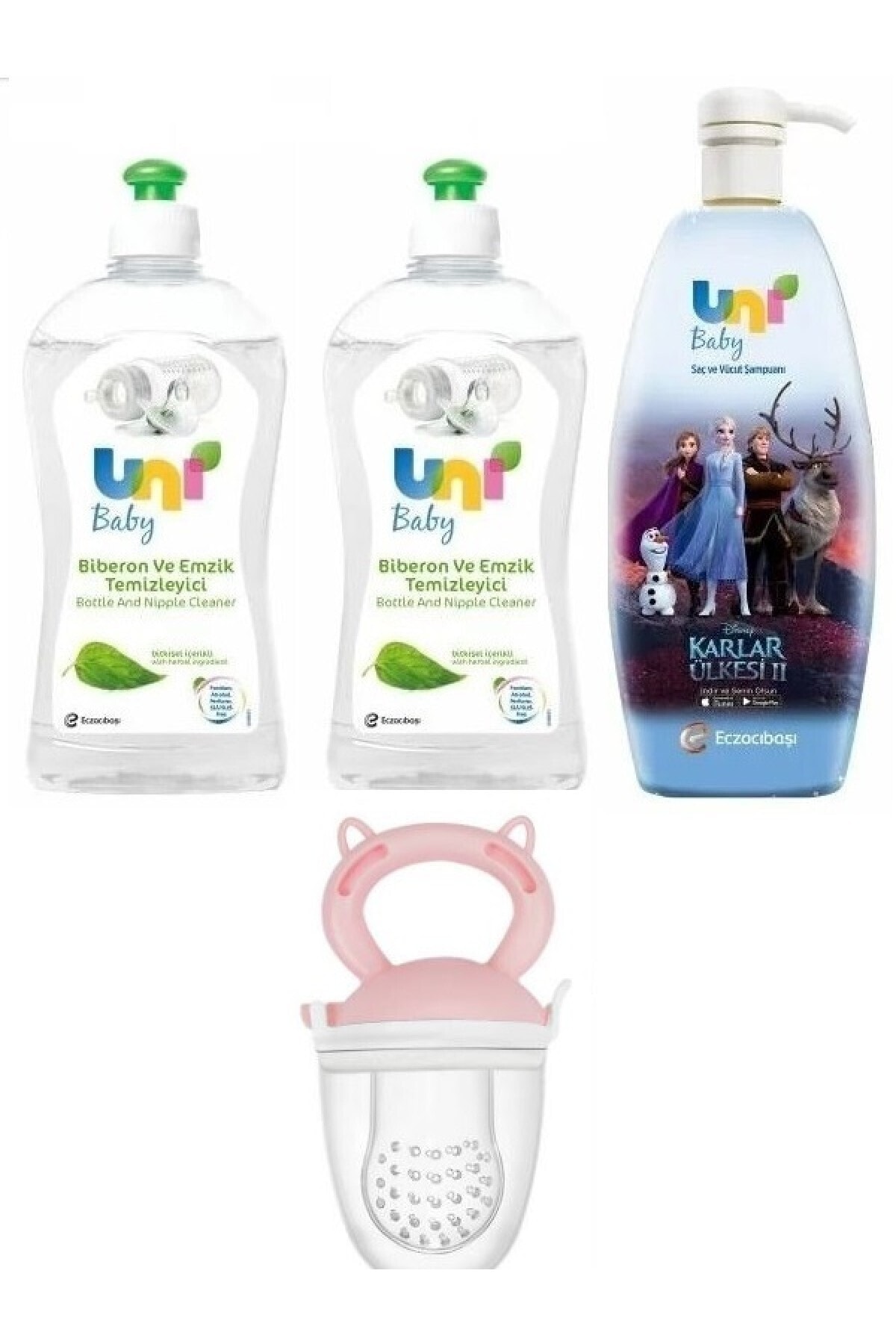 Uni Baby Unıbaby Frozen Şampuan 700 Ml+biberon Emzik Temizleyici 500 Ml*2+meyve Süzgeci Pembe