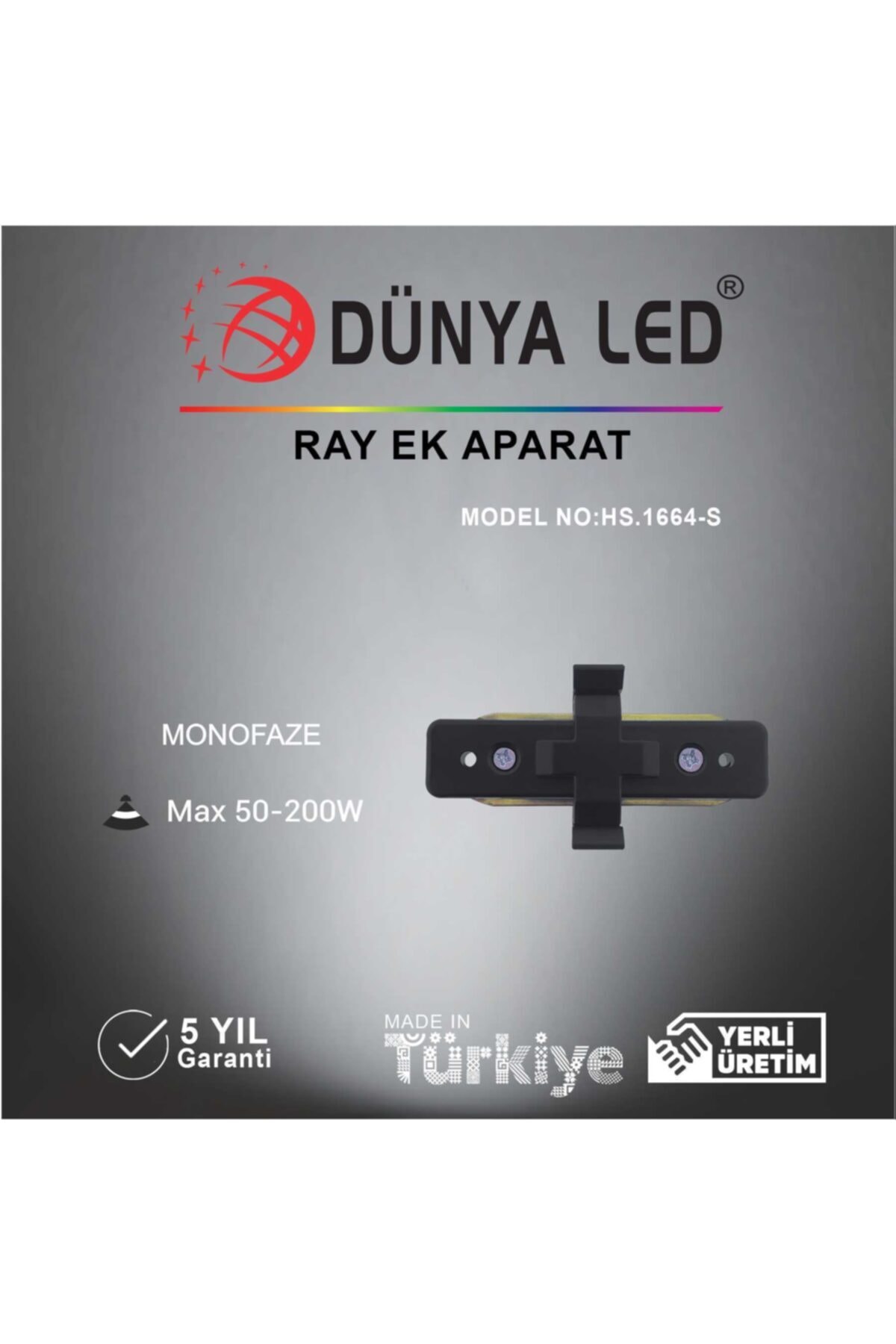 DÜNYA LED Hs.1664-s Siyah Trifaze Ek Parçası