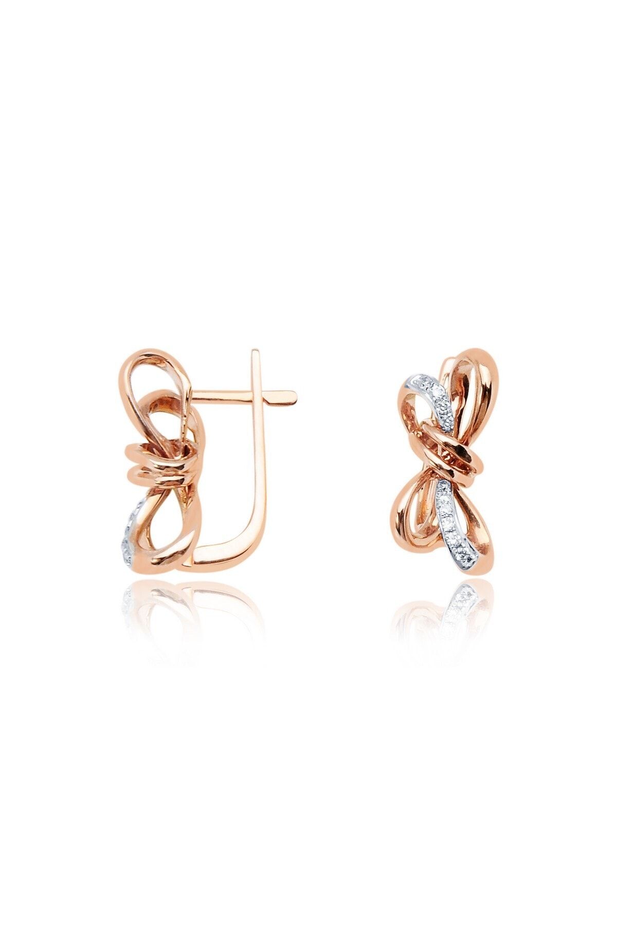 Diamond LineGülaylar 0,09 Karat Pırlanta Trend Küpe