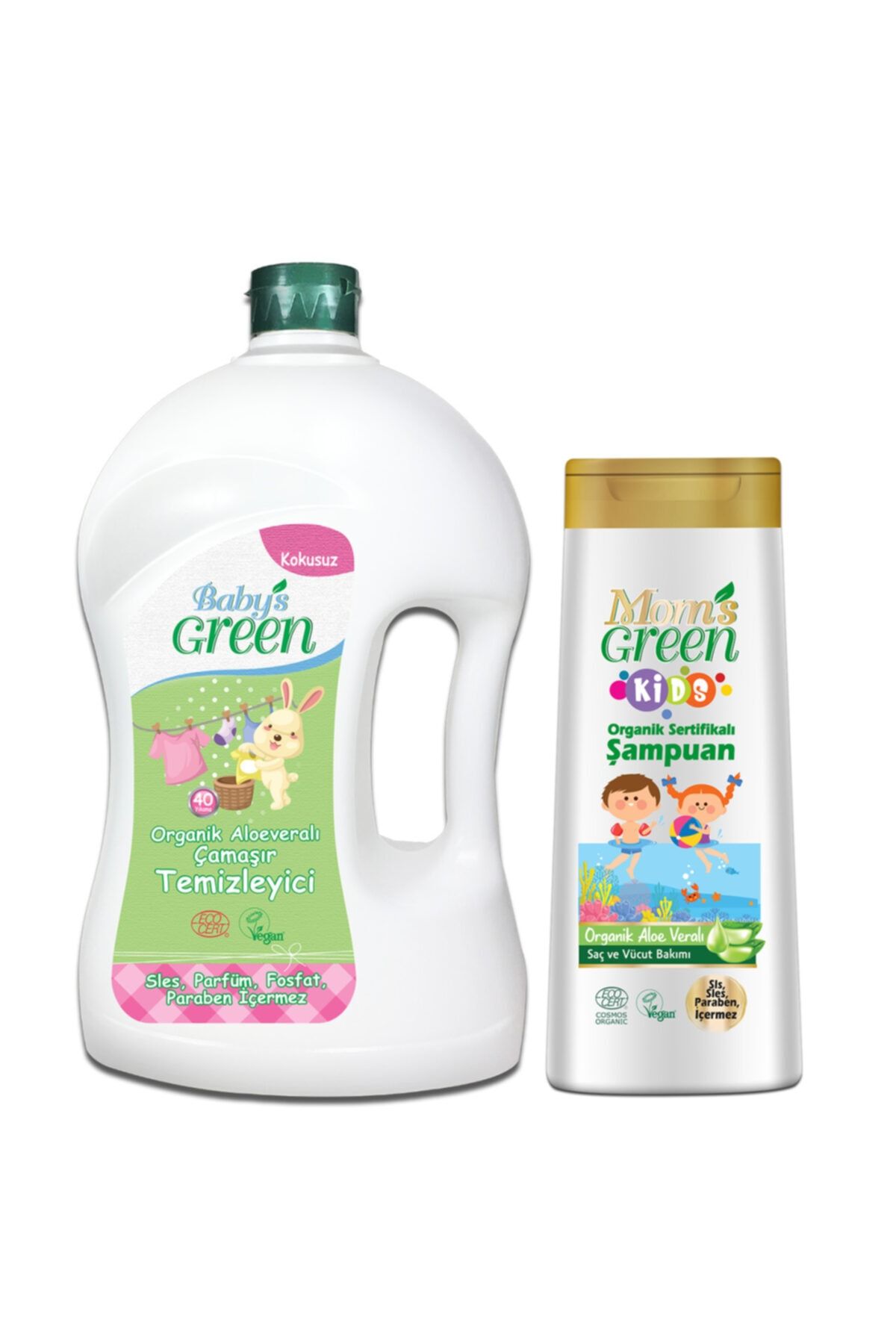 Baby's Green 2 Li Set Organik Aloe Veralı Bebek Çamaşır Deterjanı 2 L Ve Kıds Çocuk Şampuanı 400 Ml