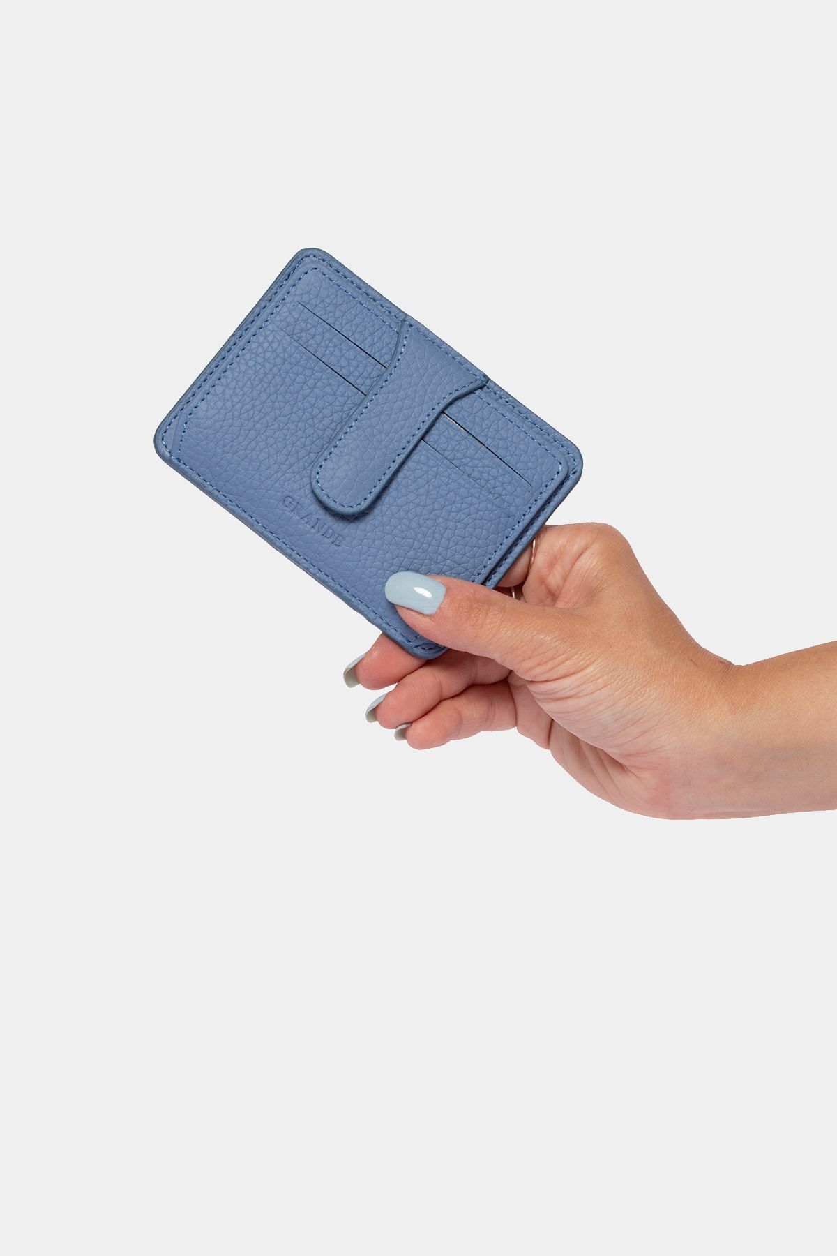 کیف پول جا کارتی چرم واقعی 3607 زنانه و مردانه آبی بچه