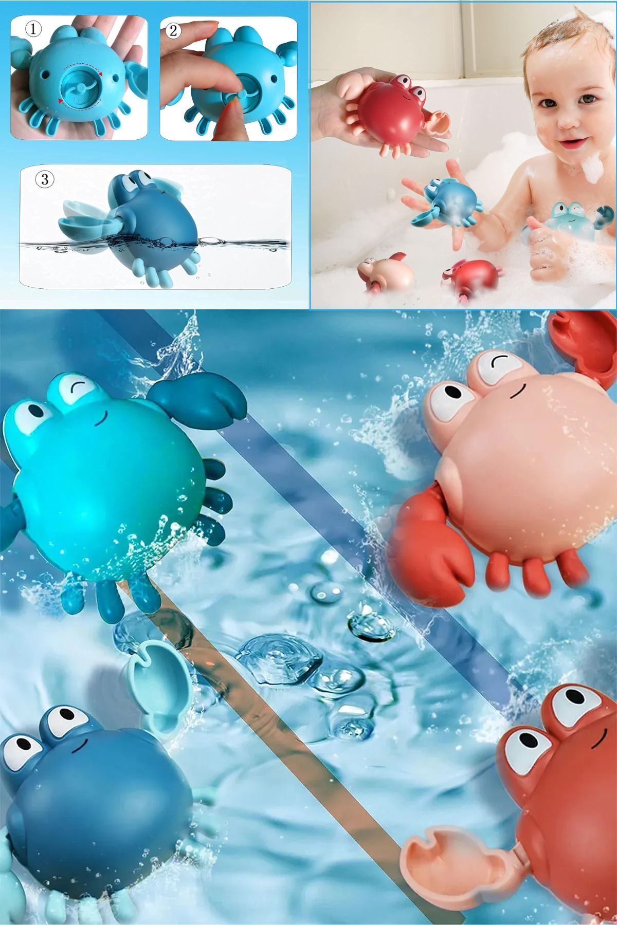 اسباب بازی حمام کودک باد-آپ وان حمام استخر دریای خرچنگ اسباب بازی شناور هدیه کودکان