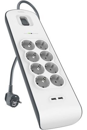 Akım Korumalı Uzatma Priz 8li , 2m , 2x2.4a Usb Girişi Image 0