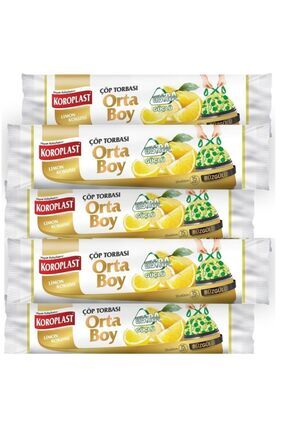 Ekstra Güçlü Limon Büzgülü Orta Boy 15li Çöp Torbası X 5 Paket Image 0