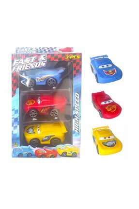 Sürtmeli Arabalar 3 Adet Şimşek Mcqueen Seti Kaliteli Malzeme 8 Cm. Image 0