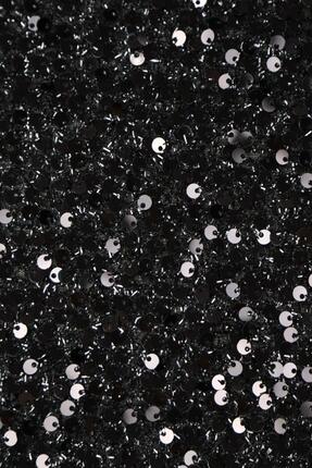 Küçük Payetli Siyah/Siyah Örme Kumaş Image 1