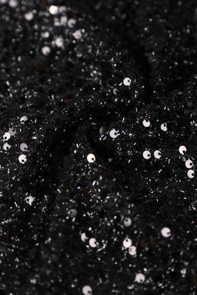 Küçük Payetli Siyah/Siyah Örme Kumaş Image 0