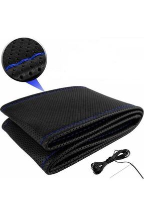 Mavi Dikişli Deri Dikme Direksiyon Kılıfı Image 1