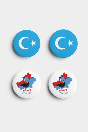 Doğu Türkistan Save Uyghur Buton Rozet 4'lü Image 0