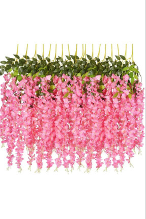 12 Adet Pembe Sarkan Akasya Çiçek 3 Dallı 100 Cm. Yapay Çiçek Akasya-ls Image 0