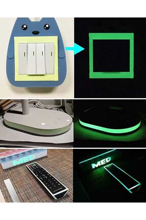 Karanlıkta Işık Veren Gece Parlayan Su Geçirmez  Fosforlu Yeşil Floresan Bant (5cmX124cm) Image 5