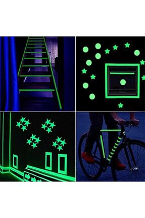 Karanlıkta Işık Veren Gece Parlayan Su Geçirmez  Fosforlu Yeşil Floresan Bant (5cmX124cm) Image 3