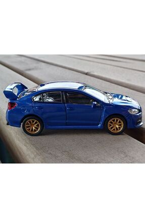 Lisanslı Subaru WRZ STI Çek Bırak Model Metal Araba (1:34) 43693D MAVİ Image 0