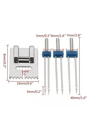 Singer Zetina Beko Bindallı Kiwi Dikiş Makinası 2 Mm-3mm-4mm Çift Iğne Ve Nervür Ayak Seti Image 2