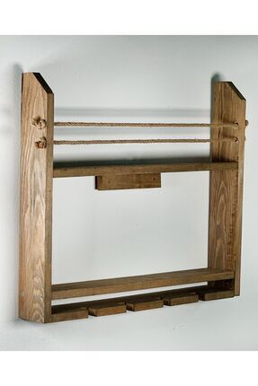 Rustik Ahşap Şaraplık Halatlı Içki Barı Standı (kurulu ) Image 0