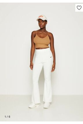 Sportswear Rib Jersey Beyaz Kadın İnce Fitilli İspanyol Paça Eşofman Altı Image 4