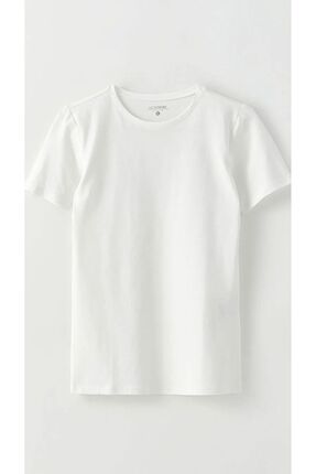 Basic Bisiklet Yaka Düz Kısa Kollu Kadın Tişört Image 6