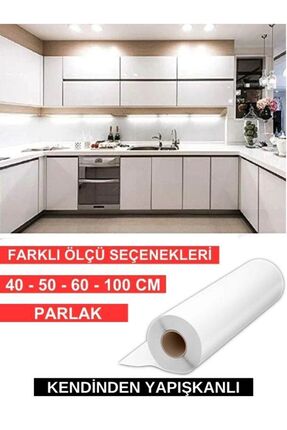 Parlak Beyaz Folyo Yapışkanlı - Ebat Seçenekli Dolap Kaplama Folyosu Image 0