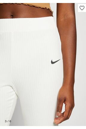 Sportswear Rib Jersey Beyaz Kadın İnce Fitilli İspanyol Paça Eşofman Altı Image 6