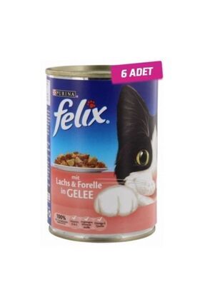 6 Adet - Felix Somonlu Ve Alabalıklı Konserve Kedi Mamasi 400 Gr Image 0