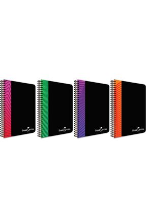 PP Kapak Şeritli 120 Yaprak A4 Kareli Defter 4lü Set Image 0