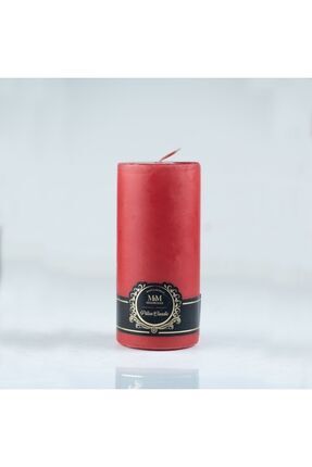 Mum Kırmızı Kokulu 15 X 7 Büyük Silindir Blok Baton Dekoratif 480 gr Image 0