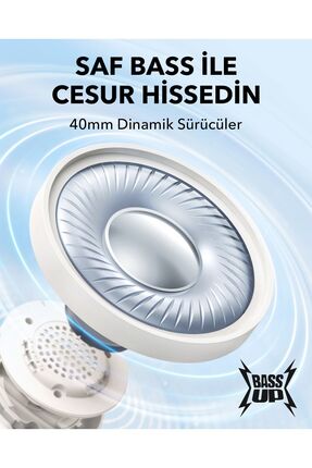 Soundcore H30i Mikrofonlu Kablosuz Kulaküstü Kulaklık - 70 Saat Oynatma Süresi - Beyaz - A3012 Image 2