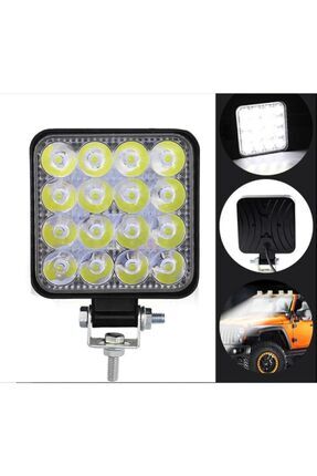Off Road Sis Gündüz Farı Çalışma Lambası 8,5x8,5cm Kare 16 Led Traktör Kamyon Iş Makinesi Image 0