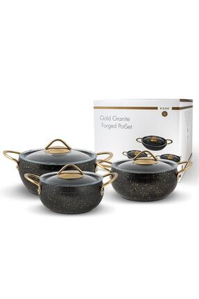 Bkmdizayncom Granite Gold 6 Parça Güveç Set 16-18-20 Cm Image 0