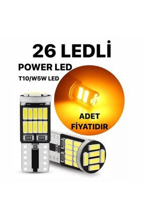 Turuncu T10 (1ADET) Led 26 Ledli W5w Metal Ultra Power Turuncu Park, Plaka Tavan Ampulü T10 Image 0