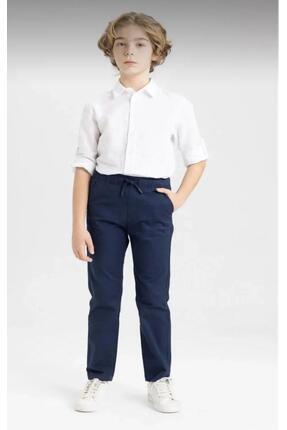 UNISEX ÇOCUK RİBANA BEL CANVAS OKUL PANTOLONU BAĞCIKLI Image 0