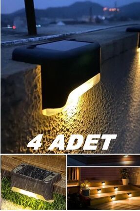 4 Adet Köşebent Merdiven Veranda Solar Güneş Enerjili Bahçe Led Lamba Dekor Bahçe Balkon Aydınlatma Image 0