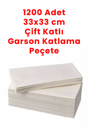 33x33 cm Çift Katlı Garson Katlama Peçete 1200 Adet Beyaz Image 0