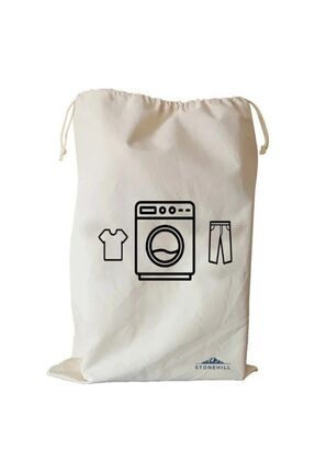 Çamaşır Makinesi Desenli Kanvas Çamaşır Torbası 50x70 cm Image 0