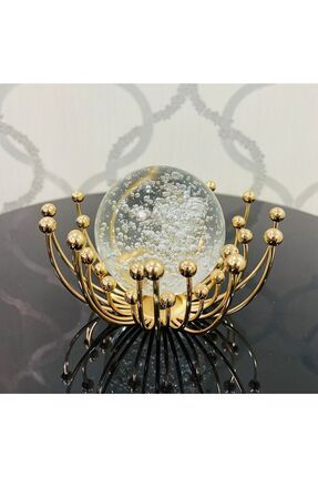 Dekoratif Metal Damlalı Cam Küre Gold Obje Image 0