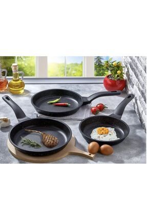 3'lü Döküm Yanmaz Yapışmaz Granit Tava Seti 20 Cm 24 Cm 28 Cm Image 0