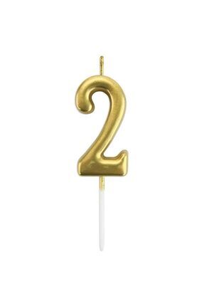 2 Yaş Gold Rakam Mum Altın Renk Doğum Günü Pasta Mumu 12 Cm Image 0