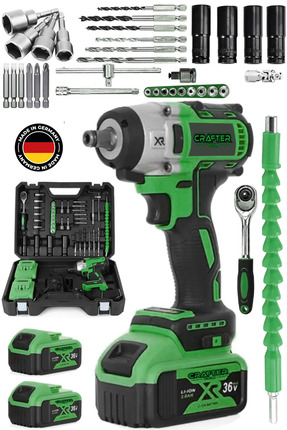 Germany 450 Nm 36 Volt 5Ah Akülü Torklu Somun Sıkma Bijon Sökme Kömürsüz Matkap-Somun Sökme Image 0