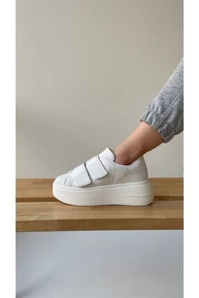 Venedik Bt Bağcıksız Cırtlı Ortopedik Taban Kadın Spor Sneaker Ayakkabı Beyaz Image 0