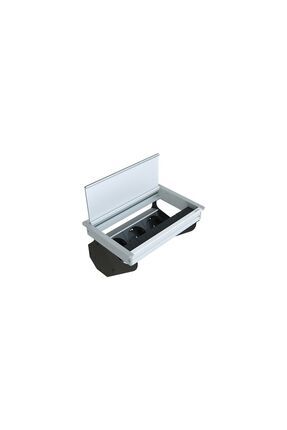 ® Fix-line Fırçalı Kapaklı Masaüstü Priz Kutusu Usb - Natürel Eloksal Image 0